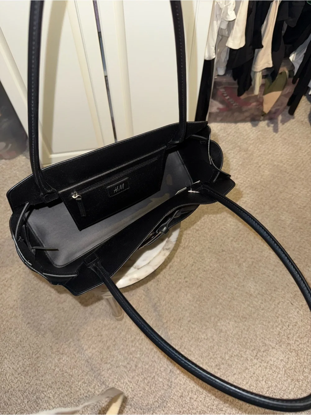 Women's Black faux Leather Top-Handle Bag with Buckle Detail new with tag H&M